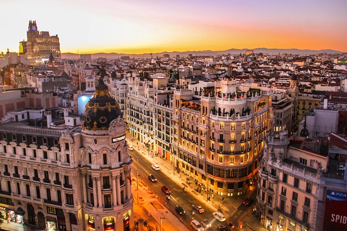 Sunset view of Barcelona, Spain