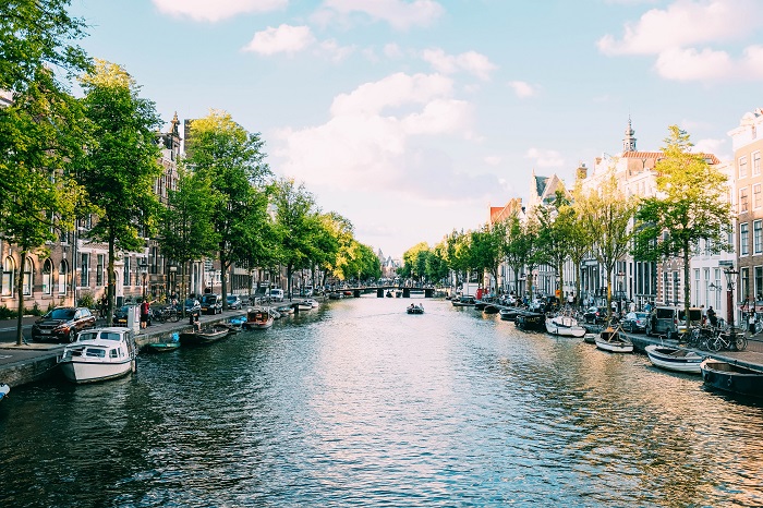 A boating lake in Amsterdam.