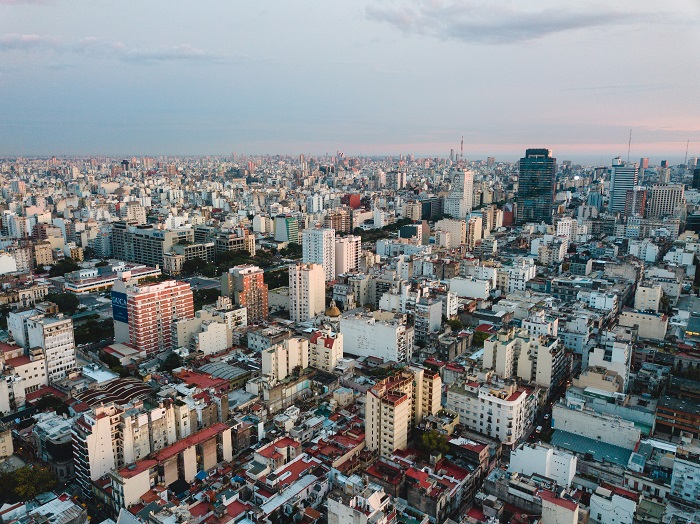 Aerial view of Buenes Aires, Argentina: Skyscraper of Buenes Aires